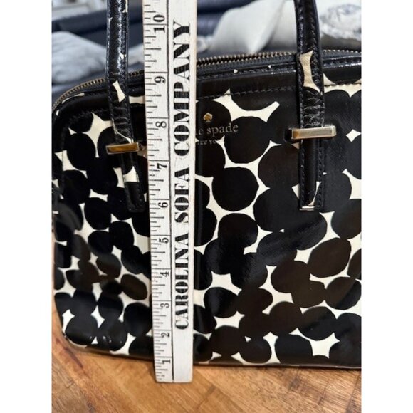 Kate Spade Black White Polka Dot Zip Dome Tote Satchel Purse Strap Double Handle - Picture 14 of 16